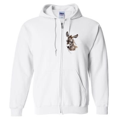 Donkeys Make Me Smile Cute Miniature Donkey Mini Donkey Gift Full Zip Hoodie