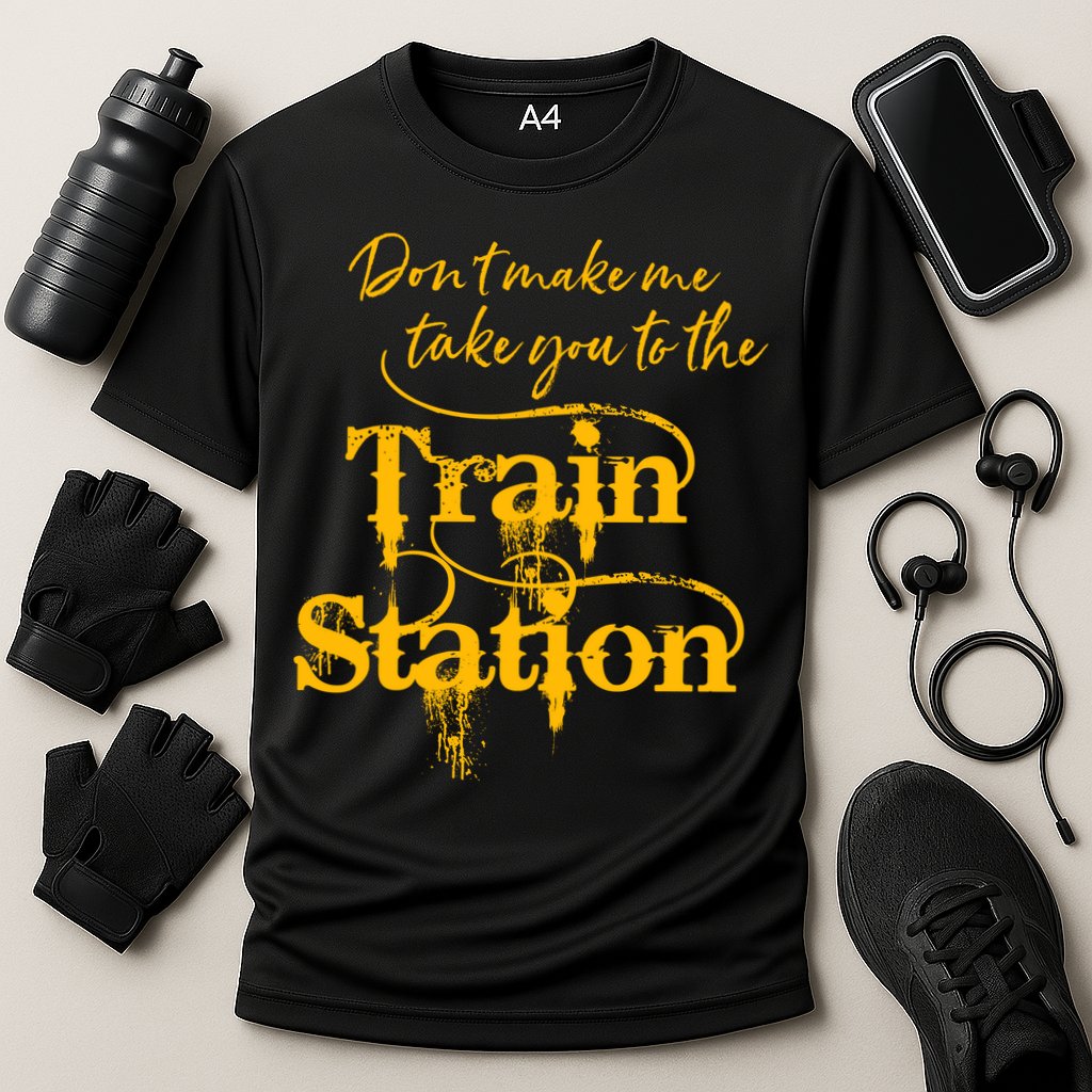Don't Make Me Take You To The Train Station Yellow Stone National Park Cooling Performance Crew T-Shirt