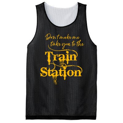 Don't Make Me Take You To The Train Station Yellow Stone National Park Mesh Reversible Basketball Jersey Tank