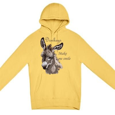 Donkeys Make Me Smile Cute Miniature DonkeyTail Lovers Premium Pullover Hoodie