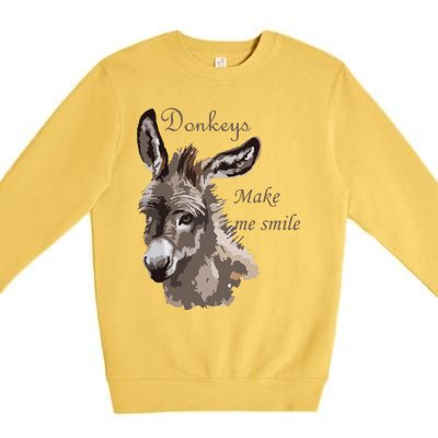 Donkeys Make Me Smile Cute Miniature DonkeyTail Lovers Premium Crewneck Sweatshirt