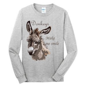 Donkeys Make Me Smile Cute Miniature DonkeyTail Lovers Tall Long Sleeve T-Shirt