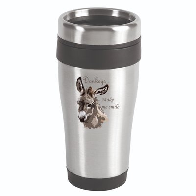 Donkeys Make Me Smile Cute Miniature DonkeyTail Lovers 16oz Travel Tumbler
