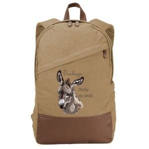 Donkeys Make Me Smile Cute Miniature DonkeyTail Lovers Cotton Canvas Backpack