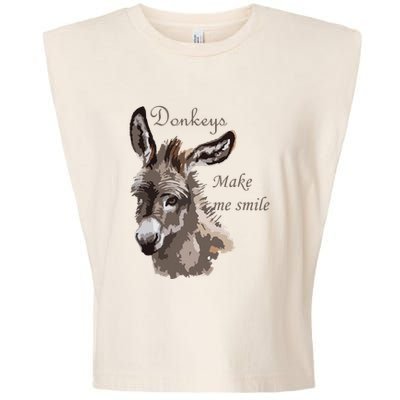 Donkeys Make Me Smile Cute Miniature DonkeyTail Lovers Garment-Dyed Women's Muscle Tee