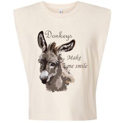 Donkeys Make Me Smile Cute Miniature DonkeyTail Lovers Garment-Dyed Women's Muscle Tee