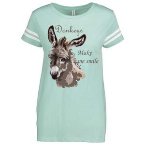 Donkeys Make Me Smile Cute Miniature DonkeyTail Lovers Enza Ladies Jersey Football T-Shirt