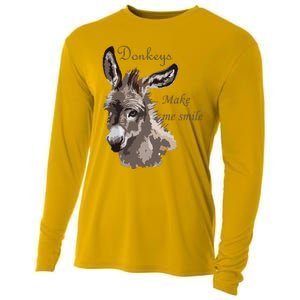 Donkeys Make Me Smile Cute Miniature DonkeyTail Lovers Cooling Performance Long Sleeve Crew