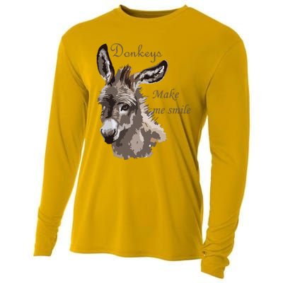 Donkeys Make Me Smile Cute Miniature DonkeyTail Lovers Cooling Performance Long Sleeve Crew