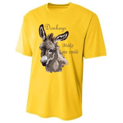 Donkeys Make Me Smile Cute Miniature DonkeyTail Lovers Performance Sprint T-Shirt