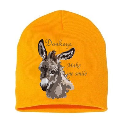 Donkeys Make Me Smile Cute Miniature DonkeyTail Lovers Short Acrylic Beanie