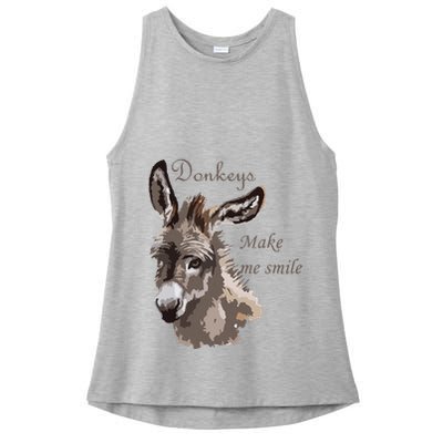 Donkeys Make Me Smile Cute Miniature DonkeyTail Lovers Ladies PosiCharge Tri-Blend Wicking Tank