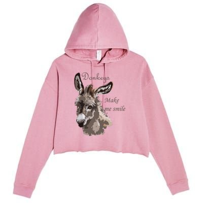 Donkeys Make Me Smile Cute Miniature DonkeyTail Lovers Crop Fleece Hoodie