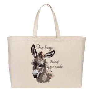 Donkeys Make Me Smile Cute Miniature DonkeyTail Lovers Cotton Canvas Jumbo Tote