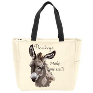 Donkeys Make Me Smile Cute Miniature DonkeyTail Lovers Zip Tote Bag