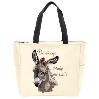 Donkeys Make Me Smile Cute Miniature DonkeyTail Lovers Zip Tote Bag