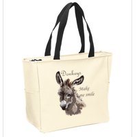 Donkeys Make Me Smile Cute Miniature DonkeyTail Lovers Zip Tote Bag