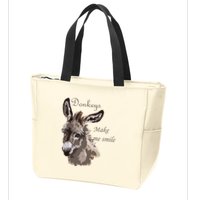Donkeys Make Me Smile Cute Miniature DonkeyTail Lovers Zip Tote Bag