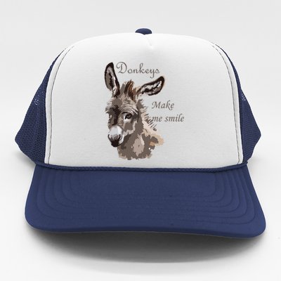 Donkeys Make Me Smile Cute Miniature DonkeyTail Lovers Trucker Hat