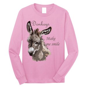 Donkeys Make Me Smile Cute Miniature DonkeyTail Lovers Long Sleeve Shirt