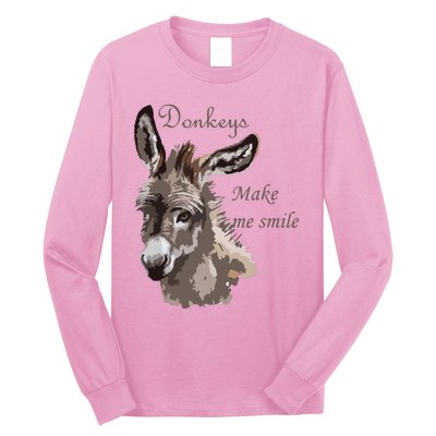 Donkeys Make Me Smile Cute Miniature DonkeyTail Lovers Long Sleeve Shirt