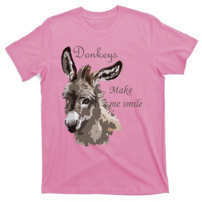 Donkeys Make Me Smile Cute Miniature DonkeyTail Lovers T-Shirt