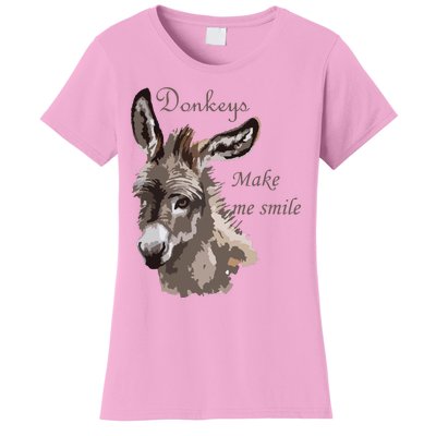 Donkeys Make Me Smile Cute Miniature DonkeyTail Lovers Women's T-Shirt