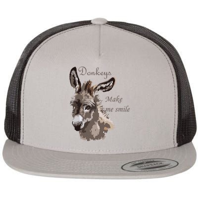 Donkeys Make Me Smile Cute Miniature DonkeyTail Lovers Flat Bill Trucker Hat