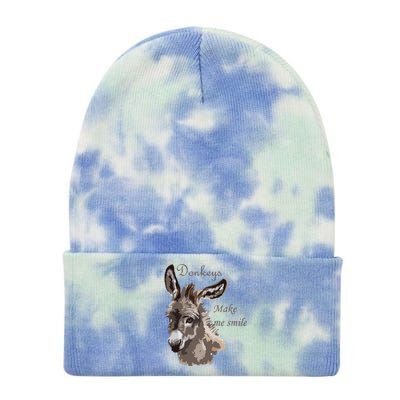 Donkeys Make Me Smile Cute Miniature DonkeyTail Lovers Tie Dye 12in Knit Beanie