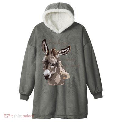 Donkeys Make Me Smile Cute Miniature DonkeyTail Lovers Hooded Wearable Blanket