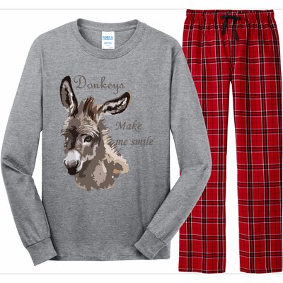 Donkeys Make Me Smile Cute Miniature DonkeyTail Lovers Long Sleeve Pajama Set