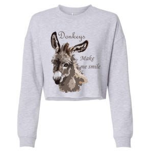 Donkeys Make Me Smile Cute Miniature DonkeyTail Lovers Cropped Pullover Crew