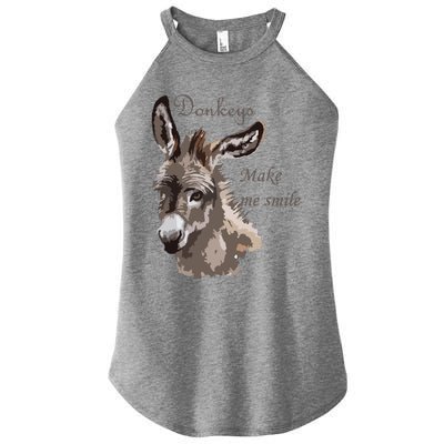 Donkeys Make Me Smile Cute Miniature DonkeyTail Lovers Women’s Perfect Tri Rocker Tank