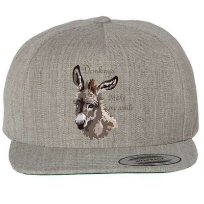 Donkeys Make Me Smile Cute Miniature DonkeyTail Lovers Wool Snapback Cap