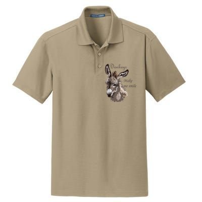 Donkeys Make Me Smile Cute Miniature DonkeyTail Lovers Dry Zone Grid Polo