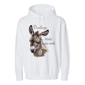 Donkeys Make Me Smile Cute Miniature DonkeyTail Lovers Garment-Dyed Fleece Hoodie