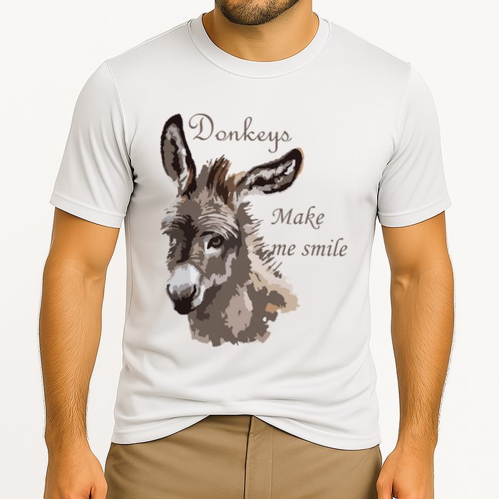 Donkeys Make Me Smile Cute Miniature DonkeyTail Lovers Cooling Performance Crew T-Shirt
