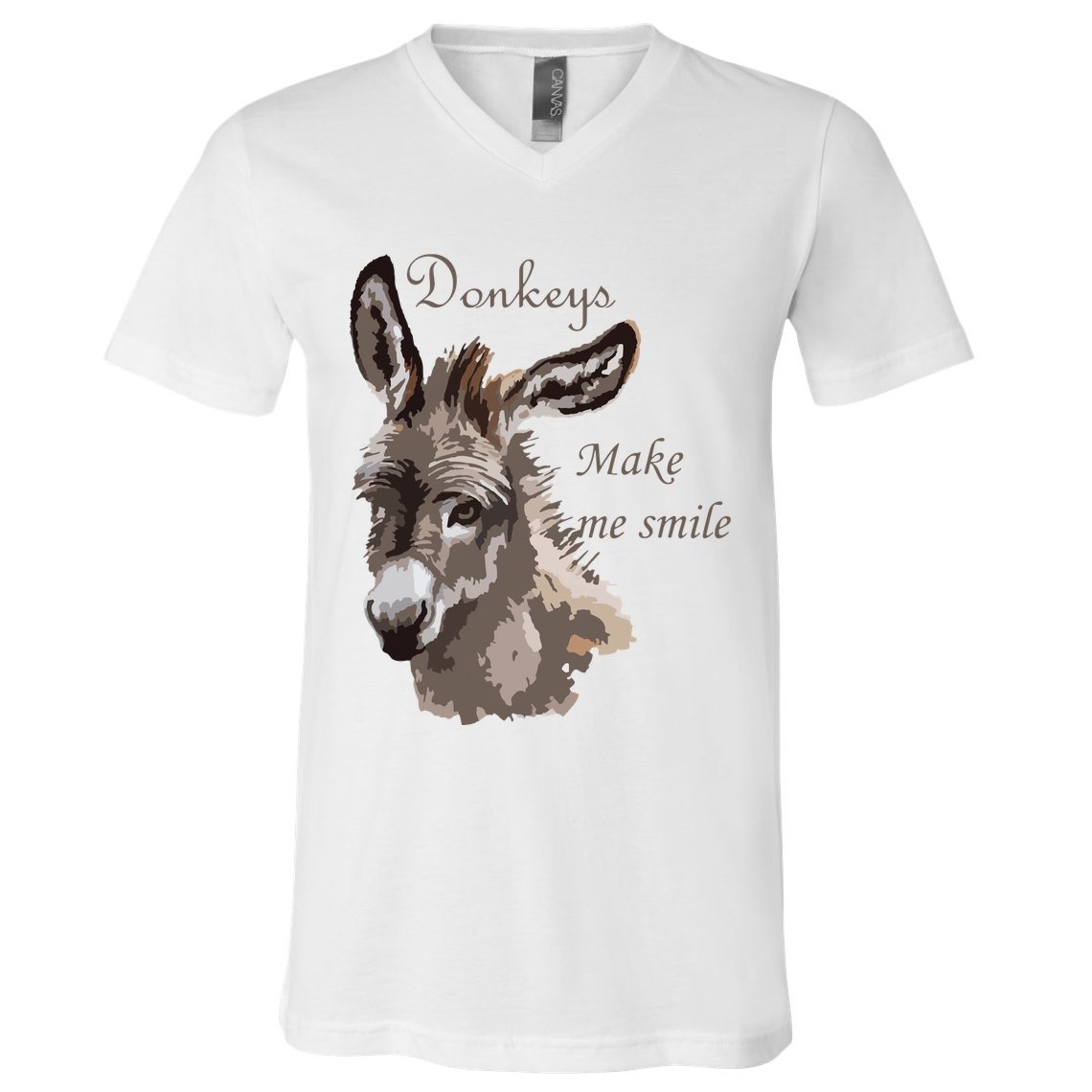 Donkeys Make Me Smile Cute Miniature DonkeyTail Lovers V-Neck T-Shirt