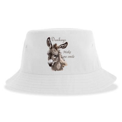 Donkeys Make Me Smile Cute Miniature DonkeyTail Lovers Sustainable Bucket Hat