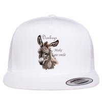 Donkeys Make Me Smile Cute Miniature DonkeyTail Lovers Flat Bill Trucker Hat