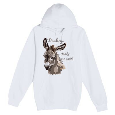 Donkeys Make Me Smile Cute Miniature DonkeyTail Lovers Premium Pullover Hoodie