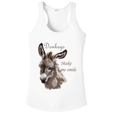 Donkeys Make Me Smile Cute Miniature DonkeyTail Lovers Ladies PosiCharge Competitor Racerback Tank