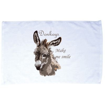 Donkeys Make Me Smile Cute Miniature DonkeyTail Lovers Microfiber Hand Towel