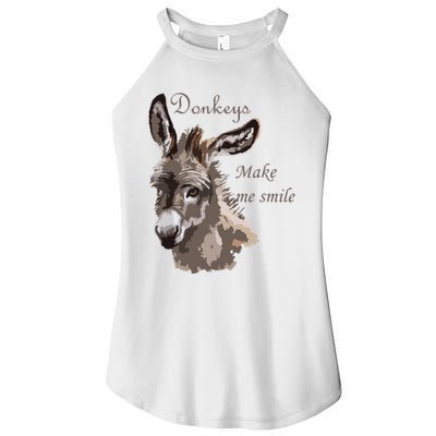 Donkeys Make Me Smile Cute Miniature DonkeyTail Lovers Women's Perfect Tri Rocker Tank