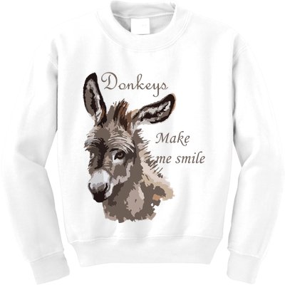 Donkeys Make Me Smile Cute Miniature DonkeyTail Lovers Kids Sweatshirt