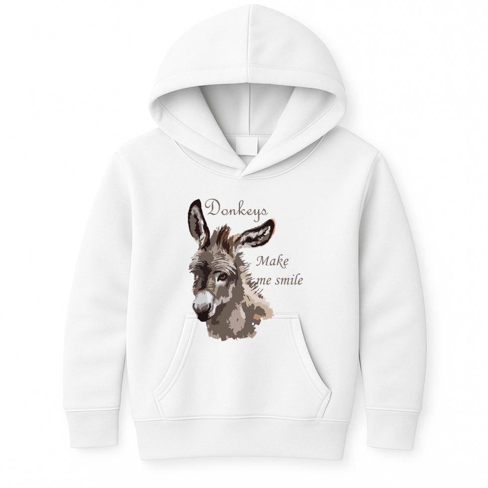Donkeys Make Me Smile Cute Miniature DonkeyTail Lovers Kids Hoodie