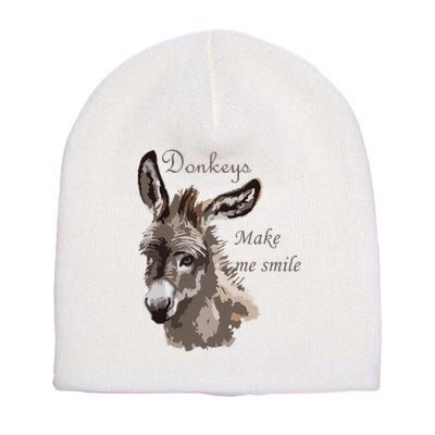 Donkeys Make Me Smile Cute Miniature DonkeyTail Lovers Short Acrylic Beanie