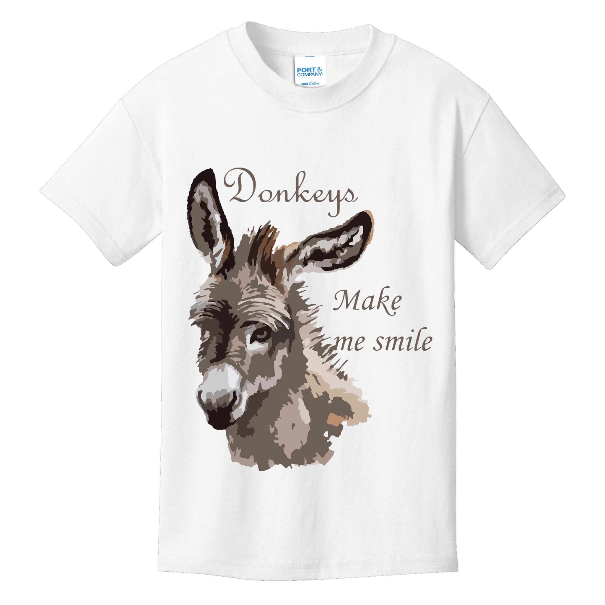 Donkeys Make Me Smile Cute Miniature DonkeyTail Lovers Kids T-Shirt