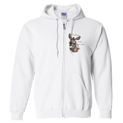 Donkeys Make Me Smile Cute Miniature DonkeyTail Lovers Full Zip Hoodie