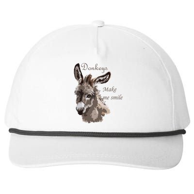 Donkeys Make Me Smile Cute Miniature DonkeyTail Lovers Snapback Five-Panel Rope Hat